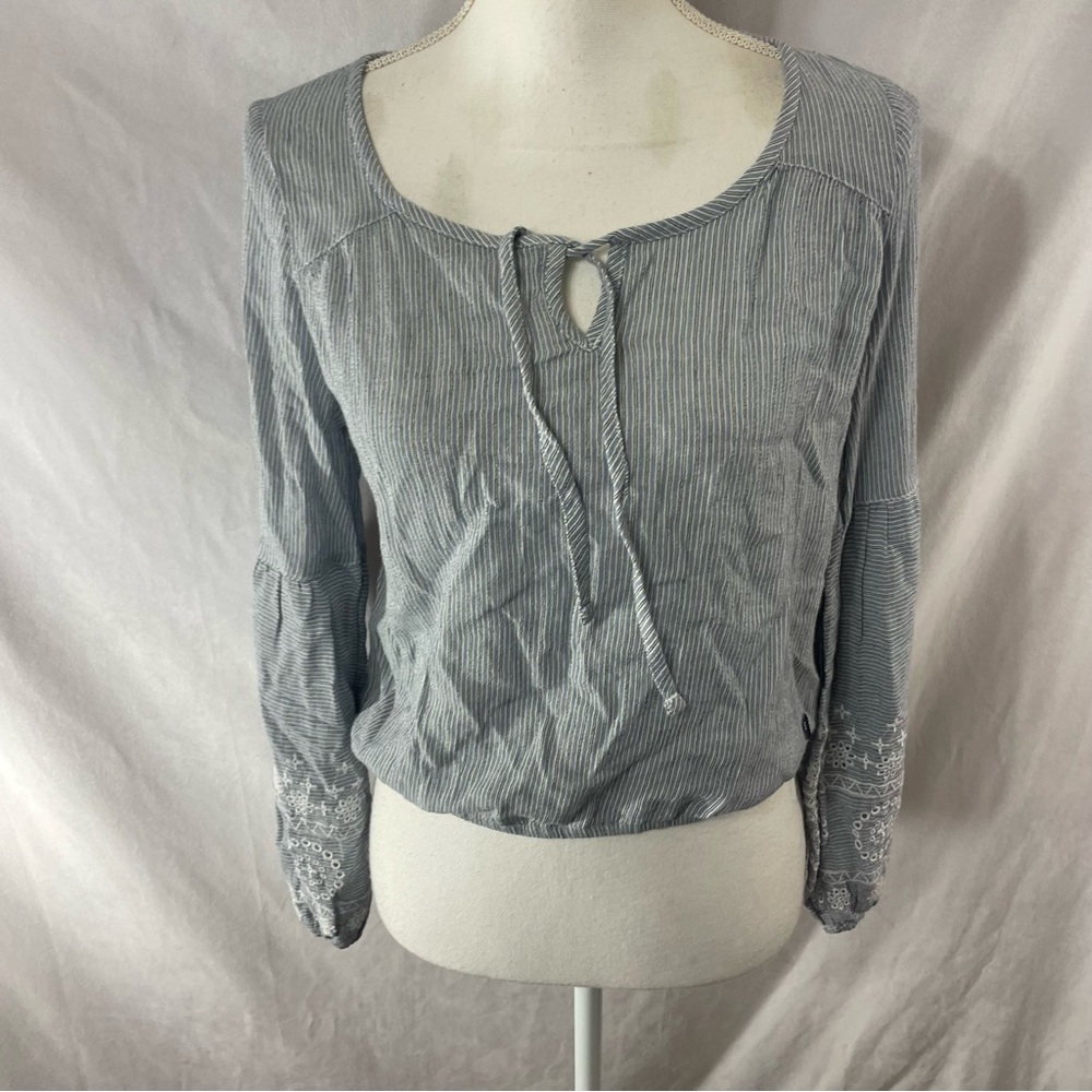 Hollister Stripe Embroidered sleeve top